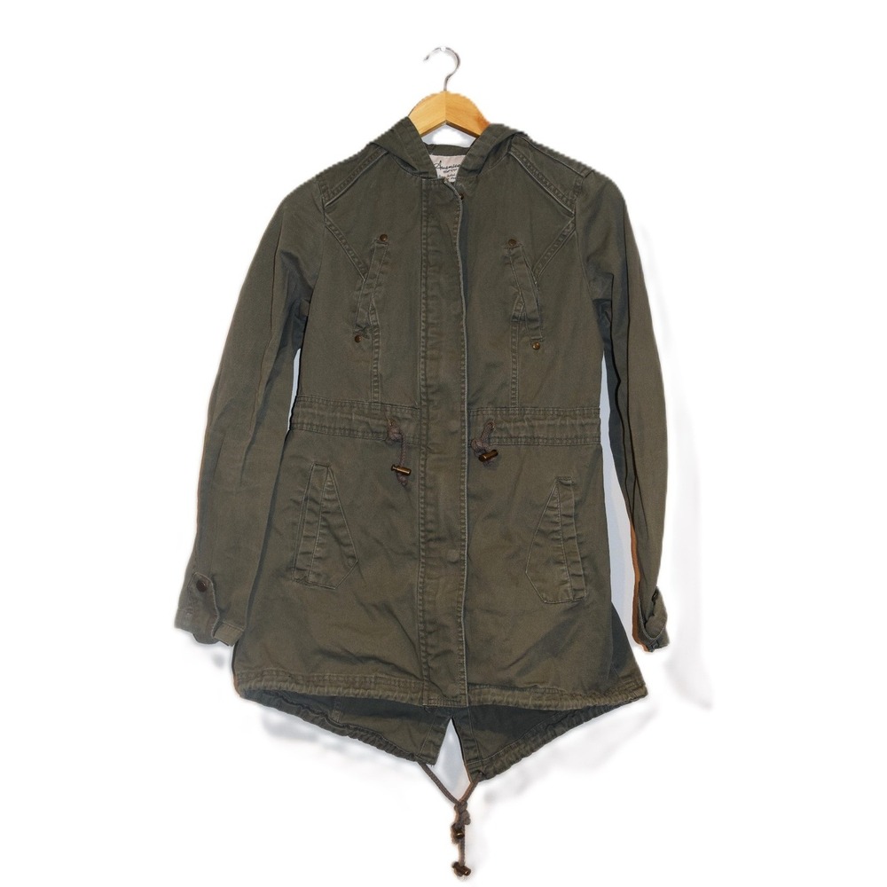 American Rag Olive Green Hooded Utility Anorak Jacket Womens Size S‎